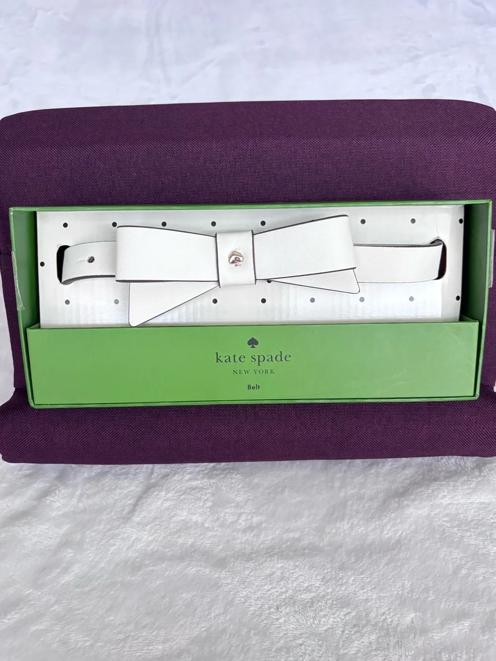 KATE SPADE NY Vegan Leather Bow Belt With Spade--NWT--L/XL